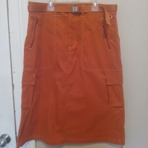 Outdoor Voices Rust High Waisted Midi Active Skirt with Belt